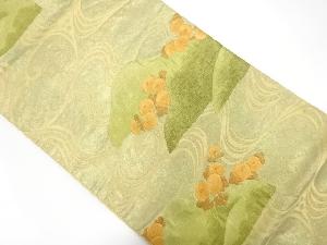 引き箔山並に流水・花模様織り出し袋帯